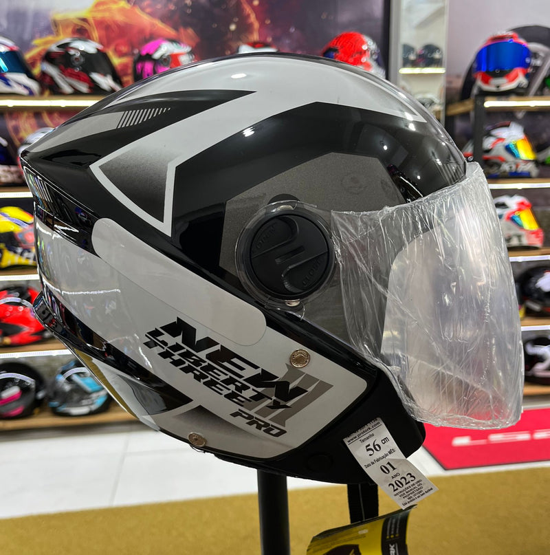 Capacete Aberto New Liberty Tree Pro Preto e Branco