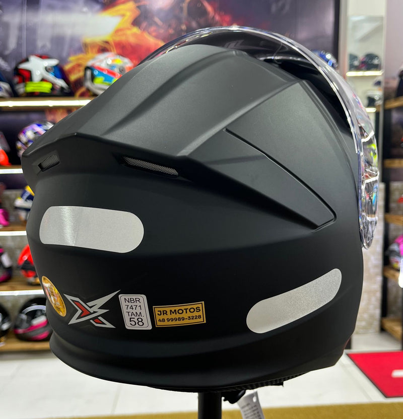 Capacete Escamoteável X troy com óculos interno, Preto Sólido