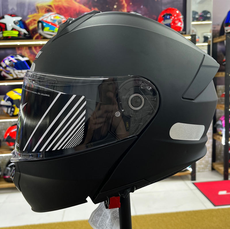 Capacete Escamoteável X troy com óculos interno, Preto Sólido