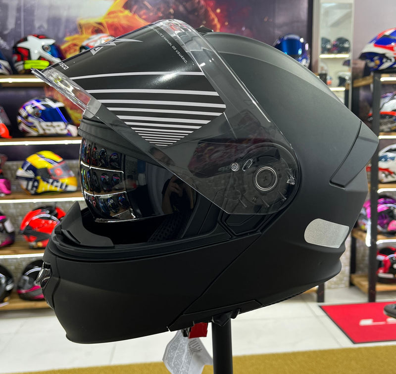 Capacete Escamoteável X troy com óculos interno, Preto Sólido