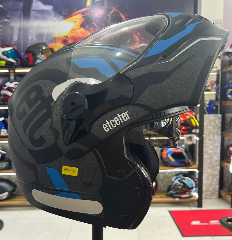 Capacete Escamoteável Etceter Azul com óculos interno