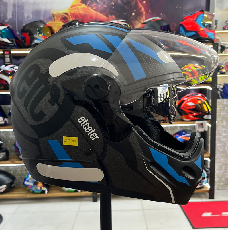 Capacete Escamoteável Etceter Azul com óculos interno