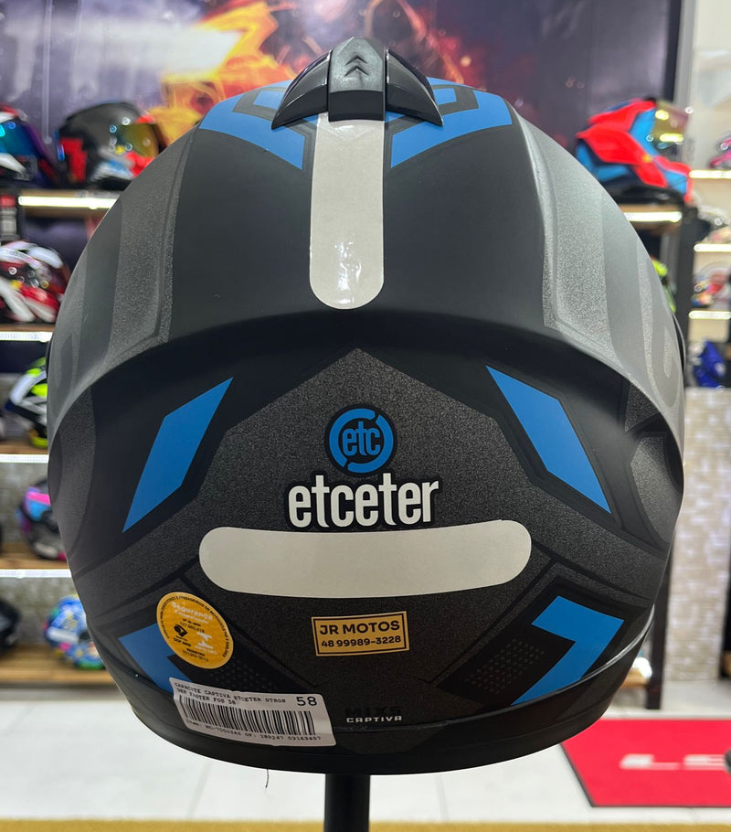 Capacete Escamoteável Etceter Azul com óculos interno