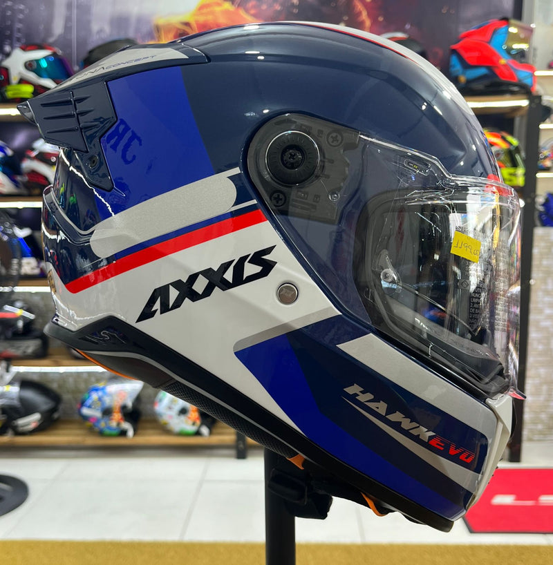 Capacete Axxis Hawk SC Evo Daytona C7, com óculos interno