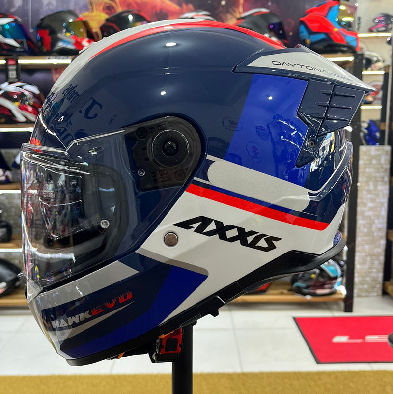 Capacete Axxis Hawk SC Evo Daytona C7, com óculos interno