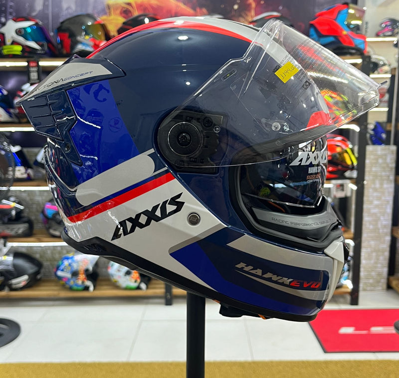 Capacete Axxis Hawk SC Evo Daytona C7, com óculos interno