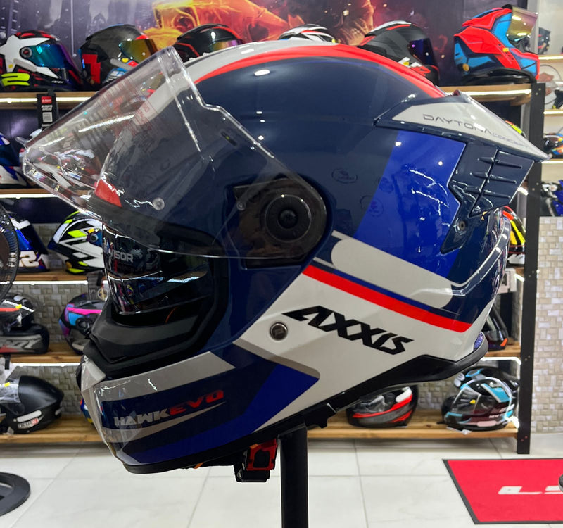 Capacete Axxis Hawk SC Evo Daytona C7, com óculos interno