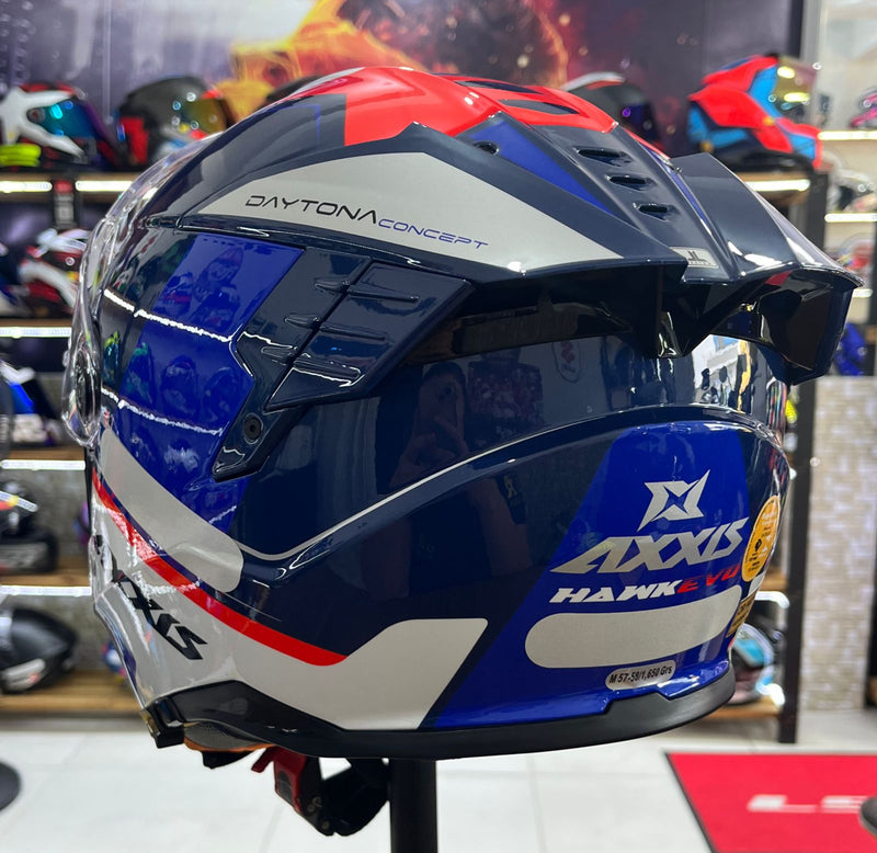 Capacete Axxis Hawk SC Evo Daytona C7, com óculos interno