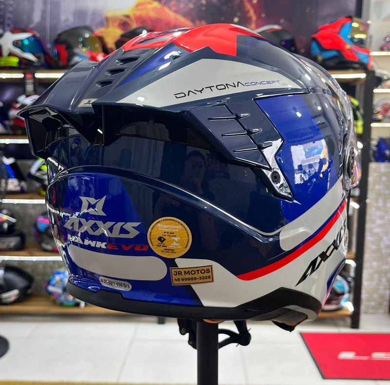 Capacete Axxis Hawk SC Evo Daytona C7, com óculos interno