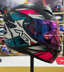 Capacete Sportivo ASX City Start Preto, Turquesa e Rosa