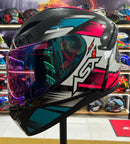 Capacete Sportivo ASX City Start Preto, Turquesa e Rosa