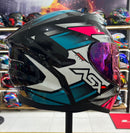 Capacete Sportivo ASX City Start Preto, Turquesa e Rosa