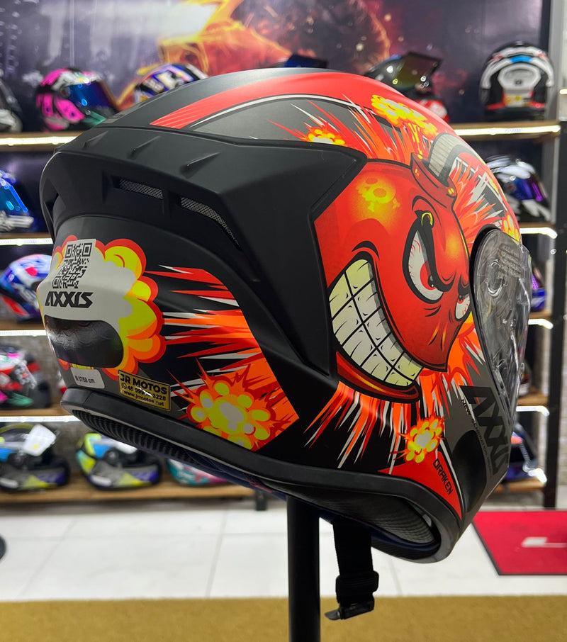 Capacete Axxis Draken Bomb Matt, Preto e vermelho