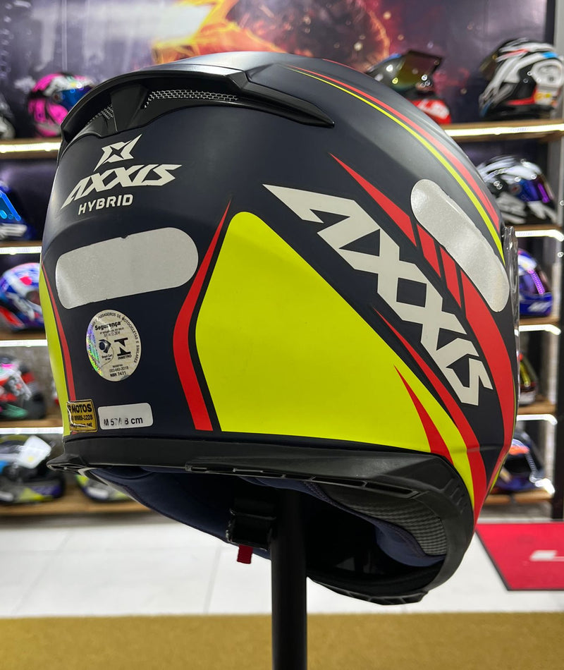 Capacete Axxis Eagle Hybrid, Preto, amarelo e vermelho