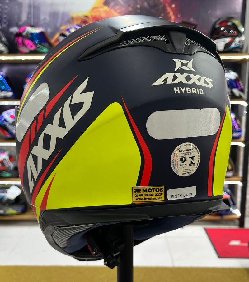 Capacete Axxis Eagle Hybrid, Preto, amarelo e vermelho