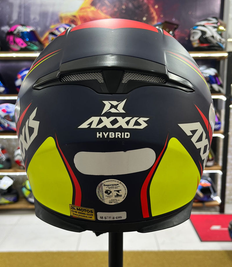 Capacete Axxis Eagle Hybrid, Preto, amarelo e vermelho