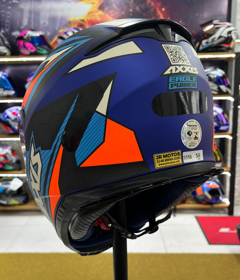 Capacete Axxis Eagle Power Matt, Azul e laranja