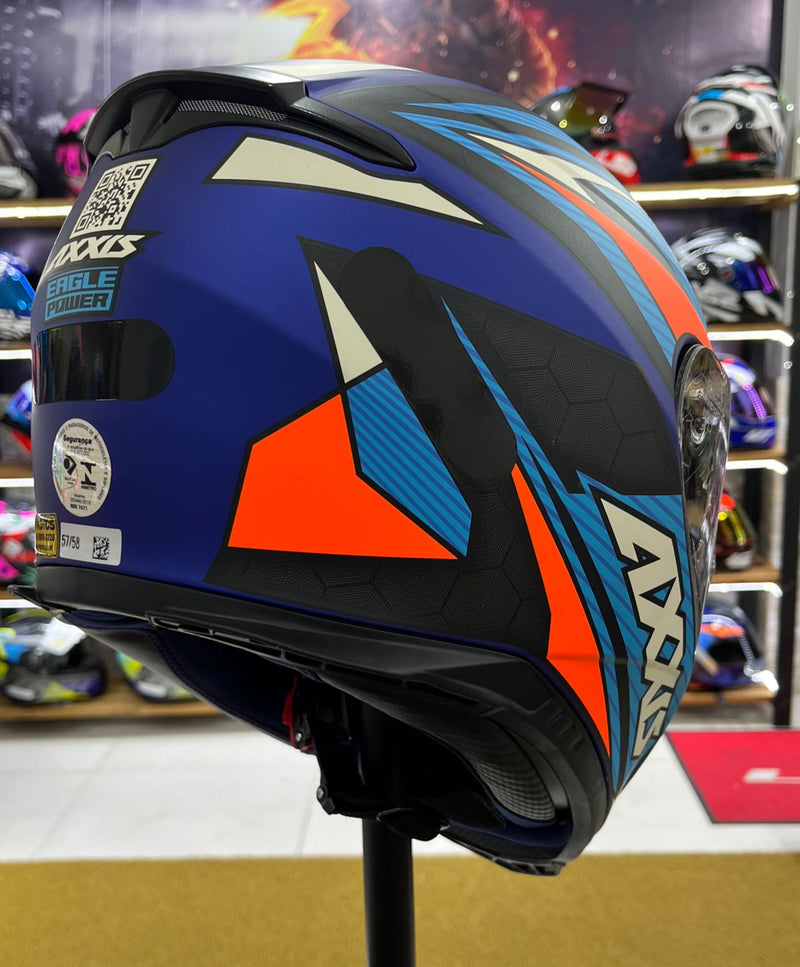 Capacete Axxis Eagle Power Matt, Azul e laranja