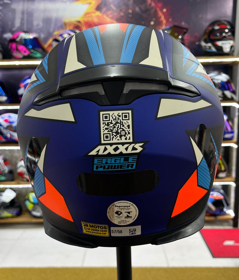 Capacete Axxis Eagle Power Matt, Azul e laranja