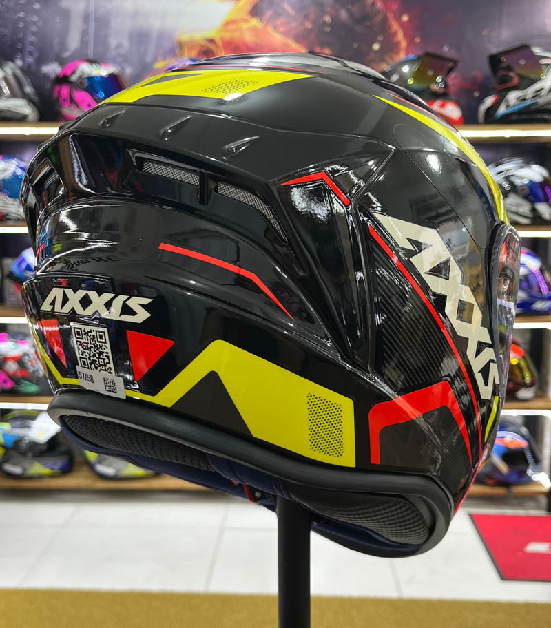 Capacete Axxis Draken Wind, Preto, amarelo e vermelho