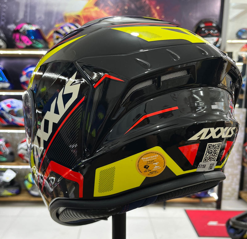 Capacete Axxis Draken Wind, Preto, amarelo e vermelho