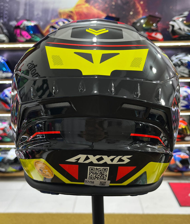 Capacete Axxis Draken Wind, Preto, amarelo e vermelho