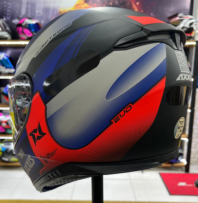 Capacete Axxis Eagle Matt, Preto, azul e vermelho