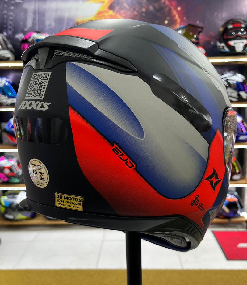 Capacete Axxis Eagle Matt, Preto, azul e vermelho