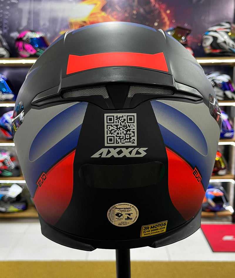 Capacete Axxis Eagle Matt, Preto, azul e vermelho