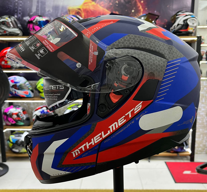 Capacete MT Atom SV Hybrid Escamoteável Matt, Azul e vermelho