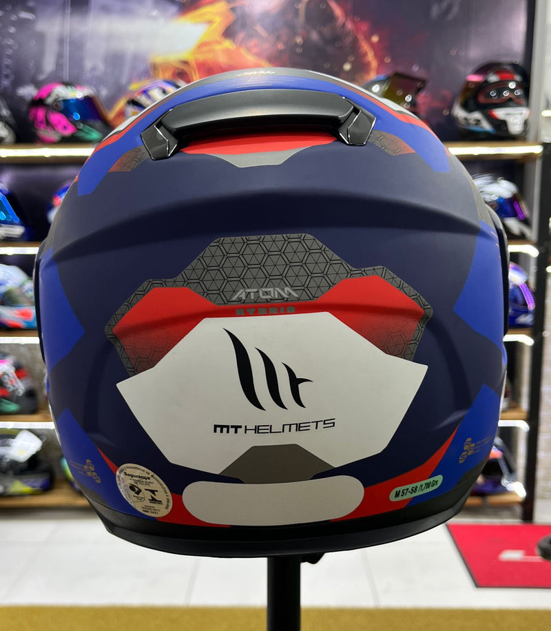 Capacete MT Atom SV Hybrid Escamoteável Matt, Azul e vermelho