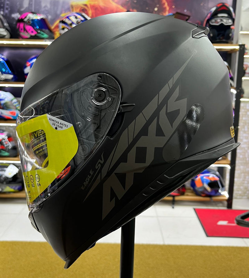 Capacete Axxis Eagle Sunvisor Matt, com óculos interno, Preto