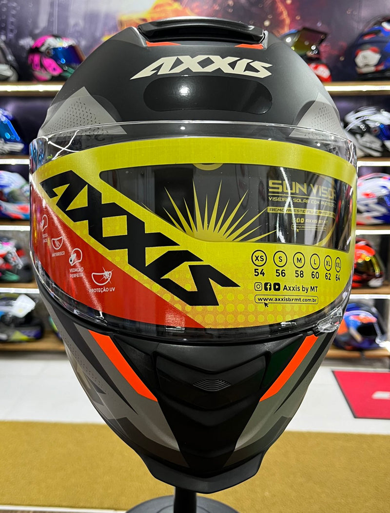 Capacete Axxis Eagle Sv Smart Matt, com óculos interno, Preto e laranja