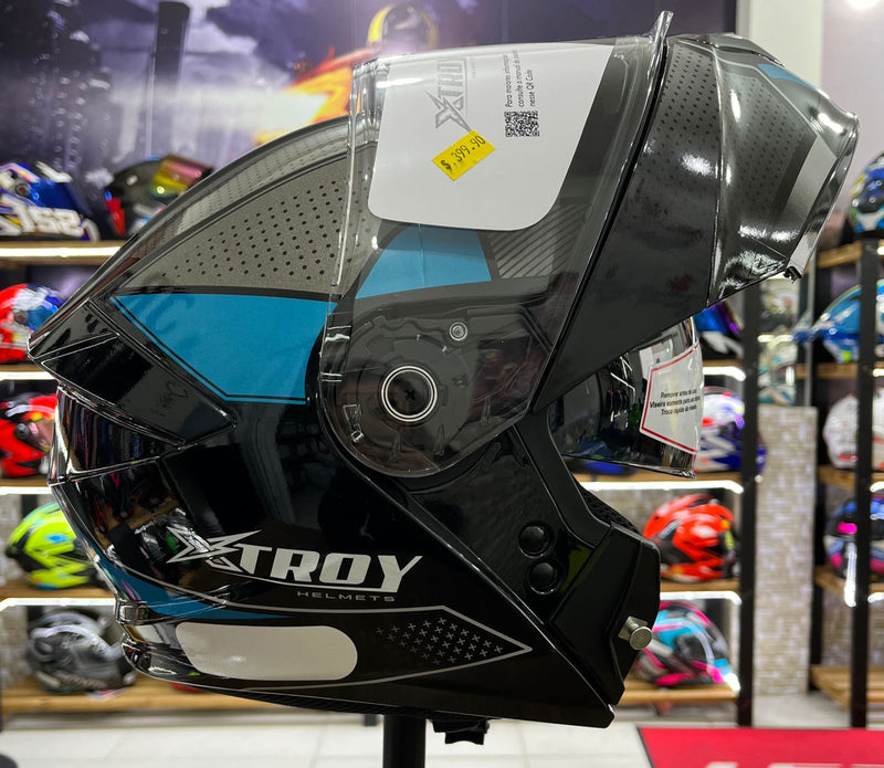 Capacete Escamoteável X troy com óculos interno, Azul