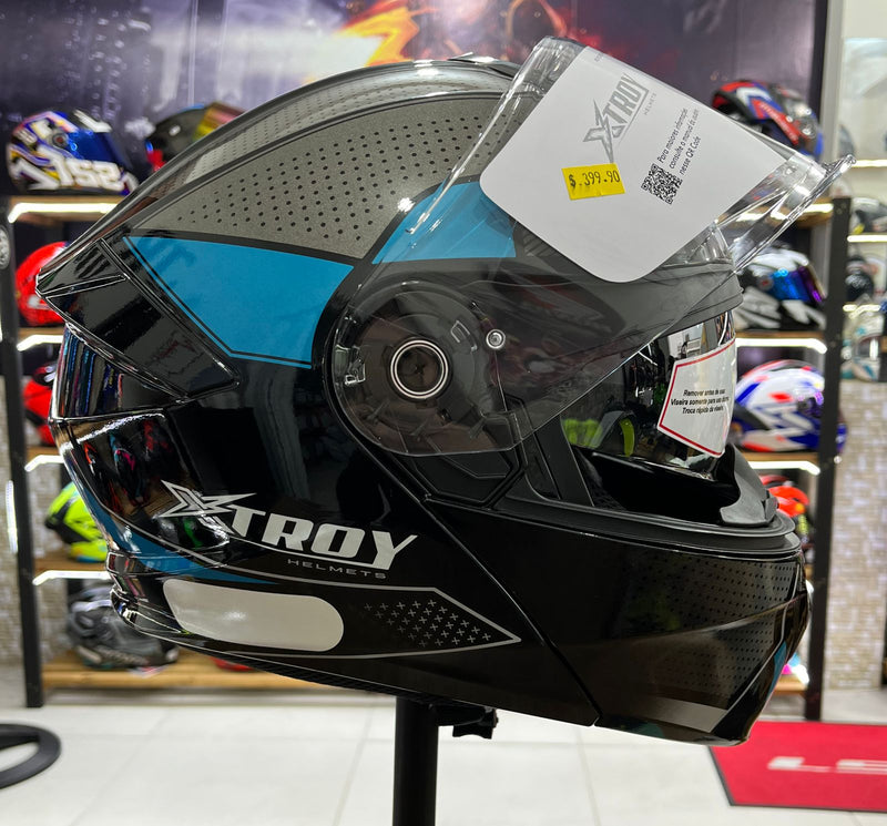 Capacete Escamoteável X troy com óculos interno, Azul