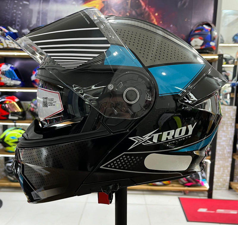 Capacete Escamoteável X troy com óculos interno, Azul