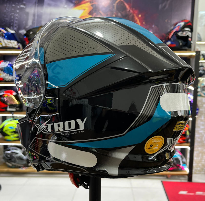 Capacete Escamoteável X troy com óculos interno, Azul