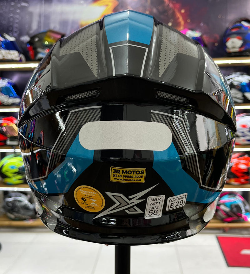 Capacete Escamoteável X troy com óculos interno, Azul