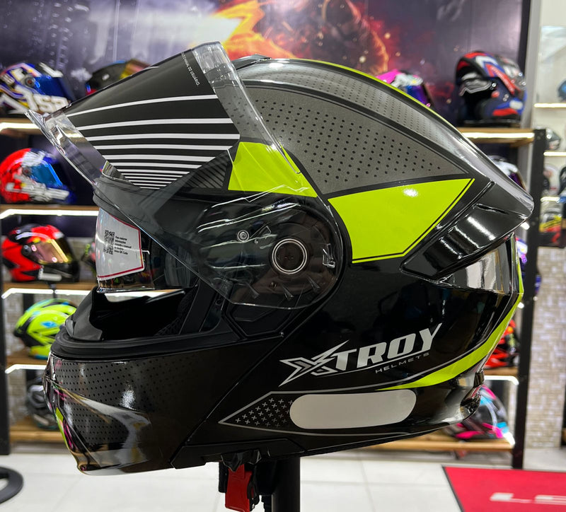 Capacete Escamoteável X troy com óculos interno, Amarelo