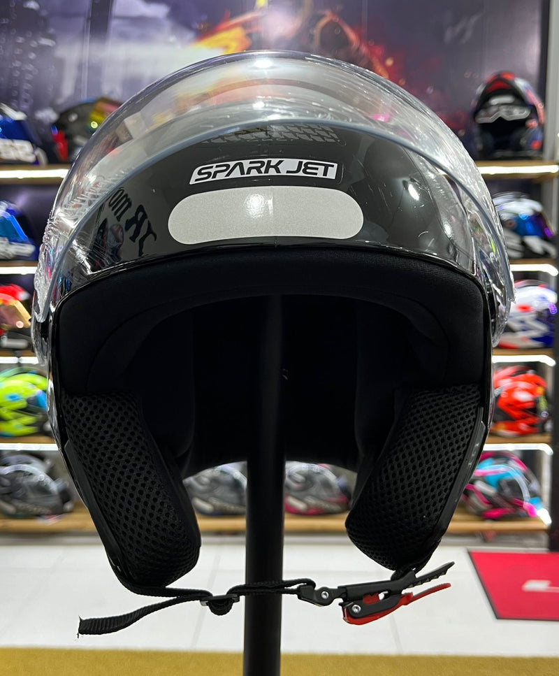 Capacete aberto Spark jet, Preto e prata