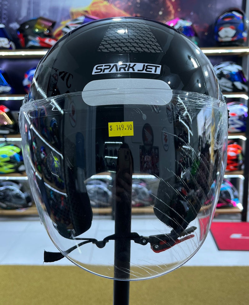 Capacete aberto Spark jet, Preto e prata