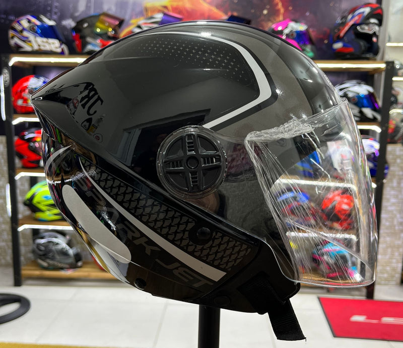 Capacete aberto Spark jet, Preto e prata