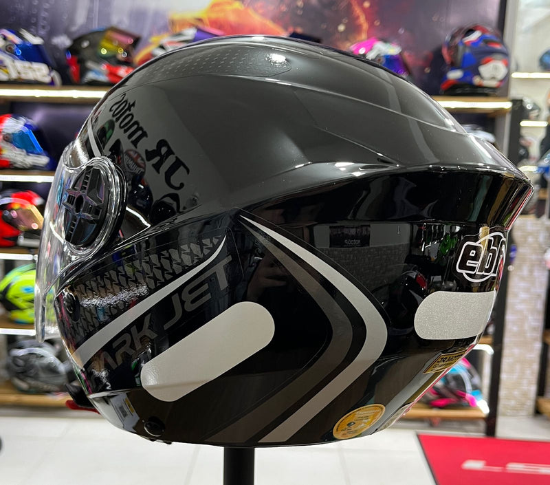 Capacete aberto Spark jet, Preto e prata