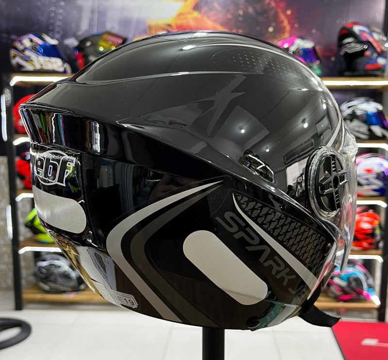 Capacete aberto Spark jet, Preto e prata