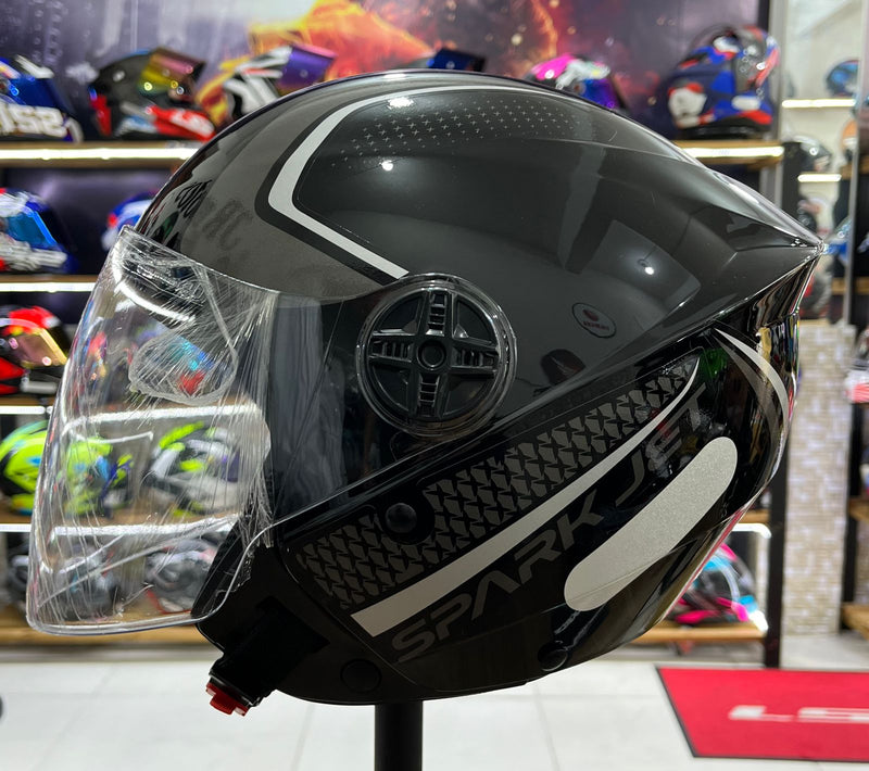 Capacete aberto Spark jet, Preto e prata