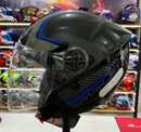 Capacete aberto Spark jet, Preto e azul