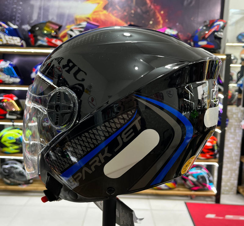 Capacete aberto Spark jet, Preto e azul