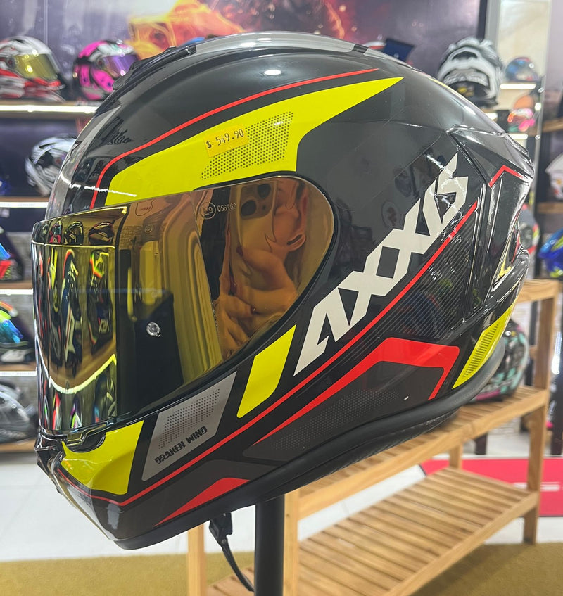 Capacete Axxis Draken Wind, Preto, amarelo e vermelho