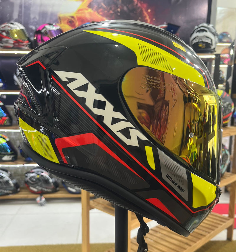 Capacete Axxis Draken Wind, Preto, amarelo e vermelho