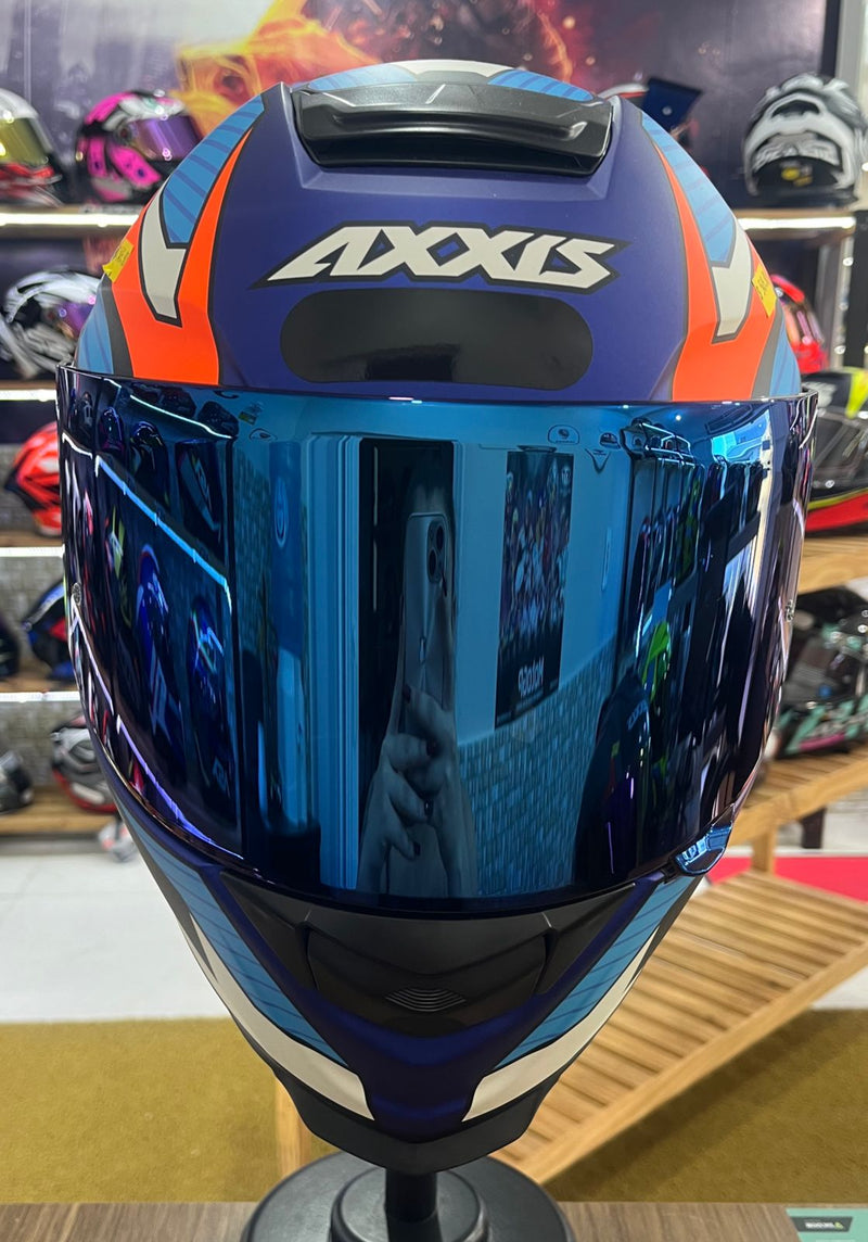 Capacete Axxis Eagle Power Matt, Azul e laranja